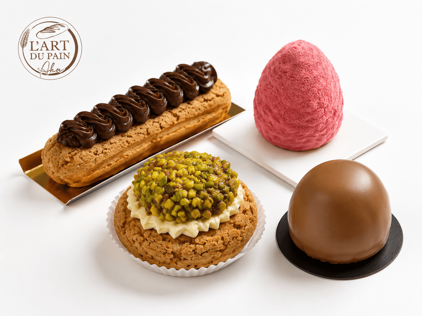 Éclair, chou pistache et entremets individuels de L’Art du Pain